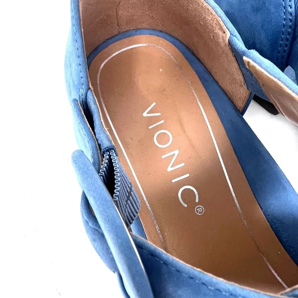 Vionic Pacifica Sandals Women's‎ 6.5 Blue Suede Buckle Orthotic Flat